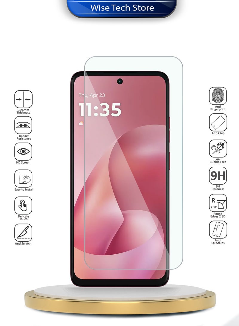 دبليو تيك حامي شاشة زجاجي مقسّى من سلسلة WTech Premium للحواف المنحنية 9H 2.5D لموتورولا موتو G57 باور 5G 2025 (MSG9CN) - شفاف - Image 2