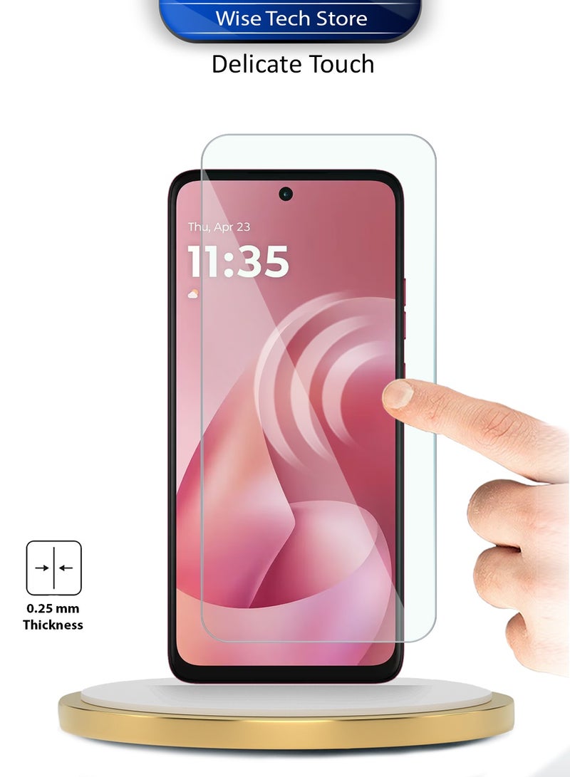 دبليو تيك حامي شاشة زجاجي مقسّى من سلسلة WTech Premium للحواف المنحنية 9H 2.5D لموتورولا موتو G57 باور 5G 2025 (MSG9CN) - شفاف - Image 4