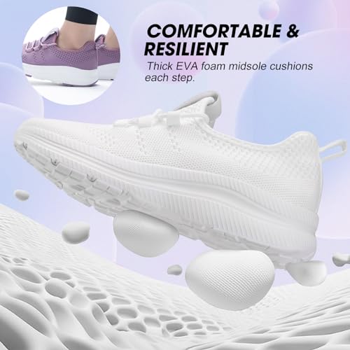 ZOVE Wide Toe Box Shoes Women Extra Wide Width Sneakers Ultra Light Road Running Shoes Non-Slip Tennis Sneakers Breathable Walking Athletic 8803 White 38 Medium - Image 3