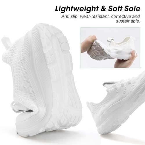 ZOVE Wide Toe Box Shoes Women Extra Wide Width Sneakers Ultra Light Road Running Shoes Non-Slip Tennis Sneakers Breathable Walking Athletic 8803 White 38 Medium - Image 5