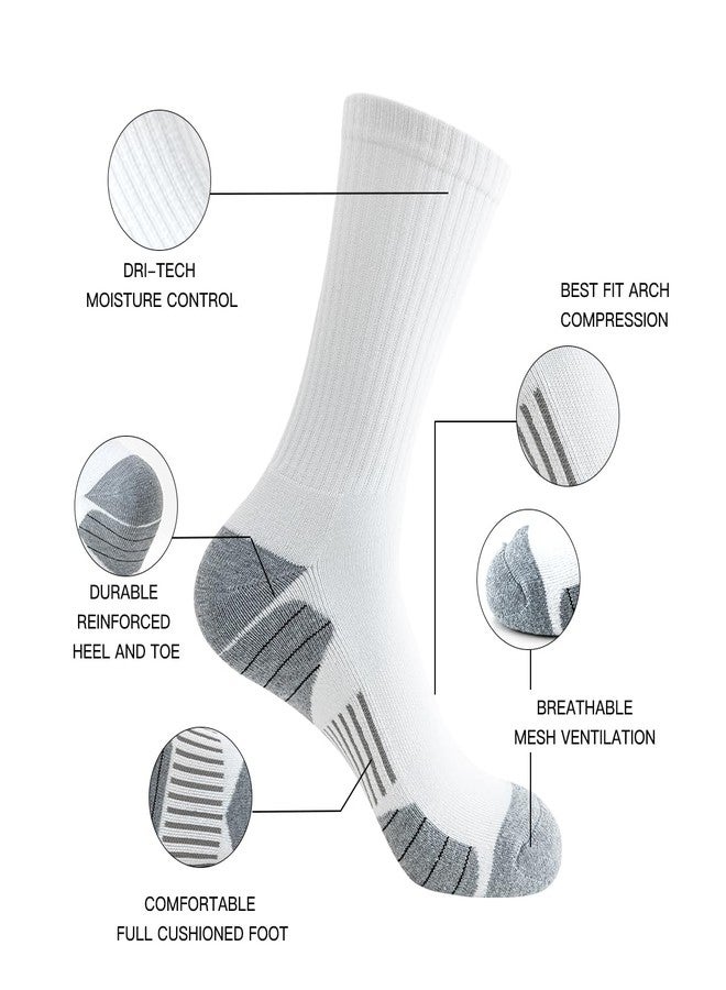 JOYNÉE 8 Pairs Mens Athletic Crew Socks Cushion Running Work Breathable Outdoor Socks for Men,White,Sock Size:10-13 - Image 3