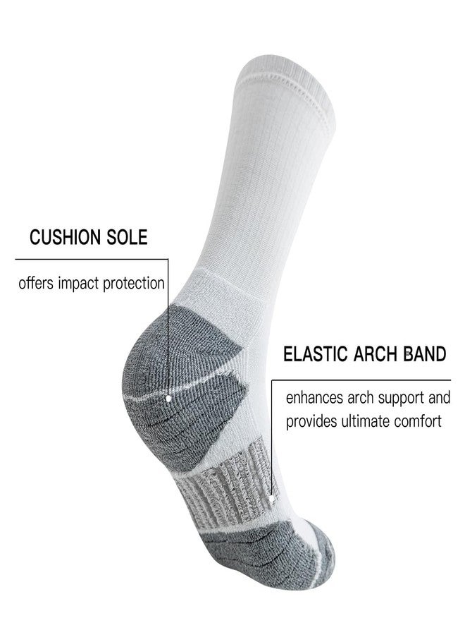 JOYNÉE 8 Pairs Mens Athletic Crew Socks Cushion Running Work Breathable Outdoor Socks for Men,White,Sock Size:10-13 - Image 4
