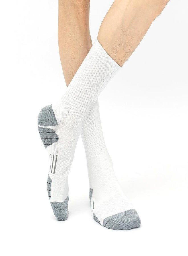 JOYNÉE 8 Pairs Mens Athletic Crew Socks Cushion Running Work Breathable Outdoor Socks for Men,White,Sock Size:10-13 - Image 2
