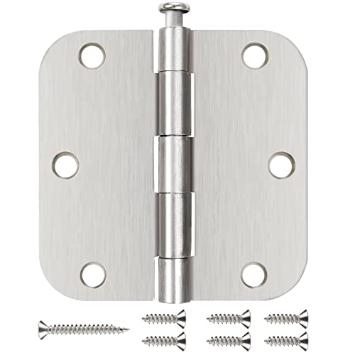 JIW 12 Pack Nickel Door Hinges Brushed Nickel 3 1/2 Interior Door Hinges Satin Nickel 3.5 Inch with 5/8” Radius Corners 3 ½"x 3 ½" Silver Hardware Controls JIW Garage Factory - Image 1