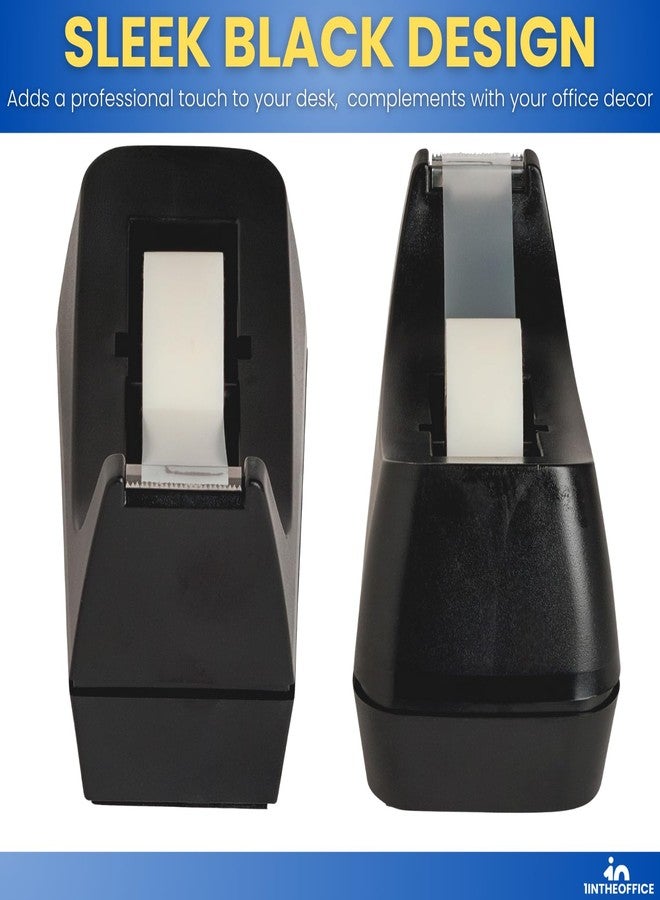 1InTheOffice Tape Dispenser Desk, Weighted Nonskid Base, 1 Inch Core, Black, 3 Pack - Image 5