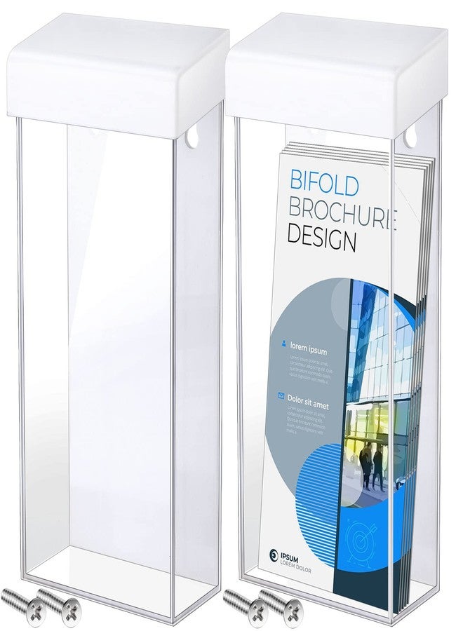 Remerry 2 Pieces Acrylic Outdoor Brochure Holder 4 x 9 Inch Waterproof Wall Mount Literature Box with White Lid Clear Pamphlet Holder for Pamphlet Map Menu Display - Image 1