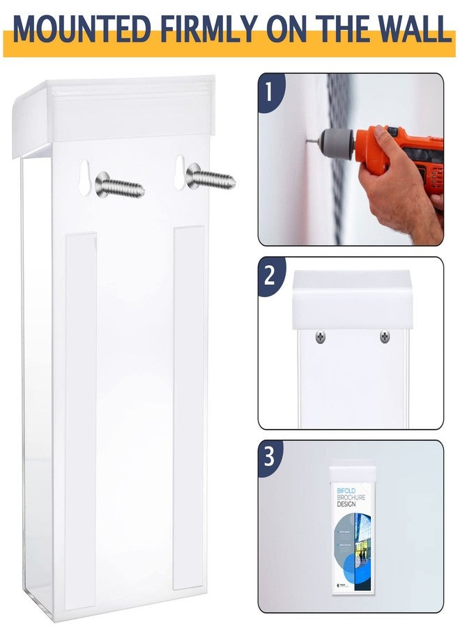 Remerry 2 Pieces Acrylic Outdoor Brochure Holder 4 x 9 Inch Waterproof Wall Mount Literature Box with White Lid Clear Pamphlet Holder for Pamphlet Map Menu Display - Image 4