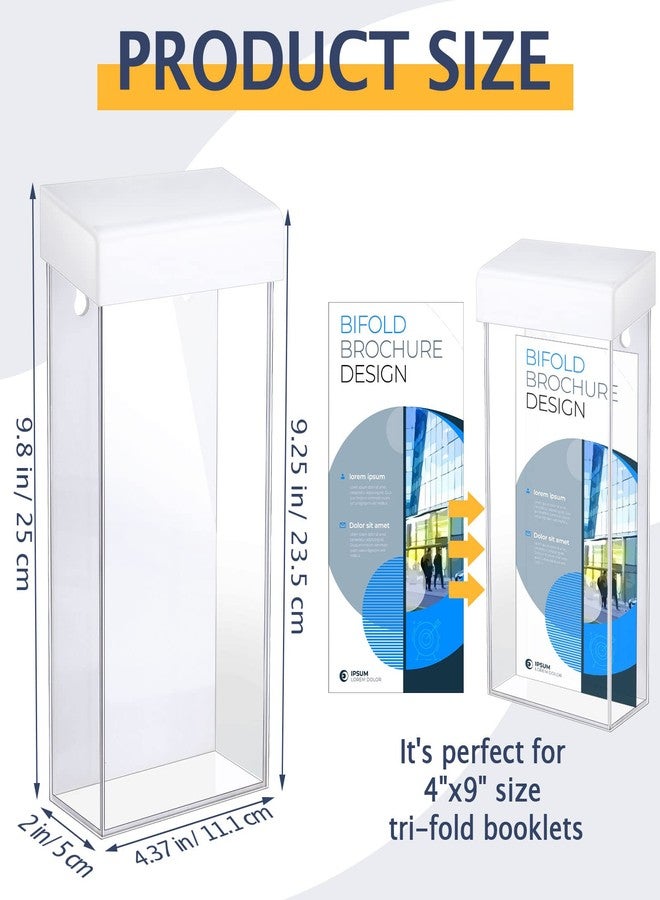 Remerry 2 Pieces Acrylic Outdoor Brochure Holder 4 x 9 Inch Waterproof Wall Mount Literature Box with White Lid Clear Pamphlet Holder for Pamphlet Map Menu Display - Image 2