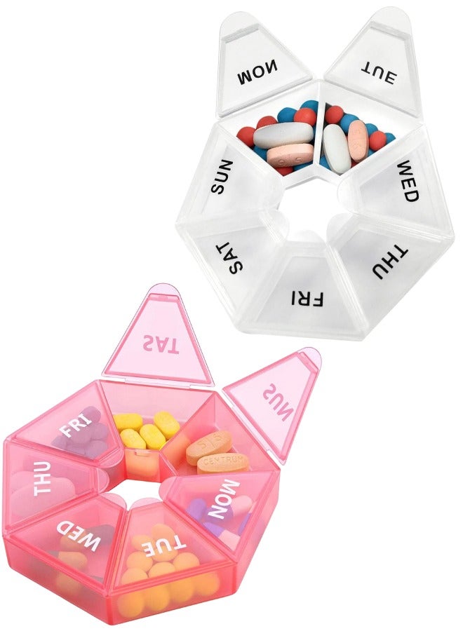 Daily Pill and Vitamin Organizer, Daily Pill Dispenser, Travel and Purse Friendly - 2 Pack - Image 1