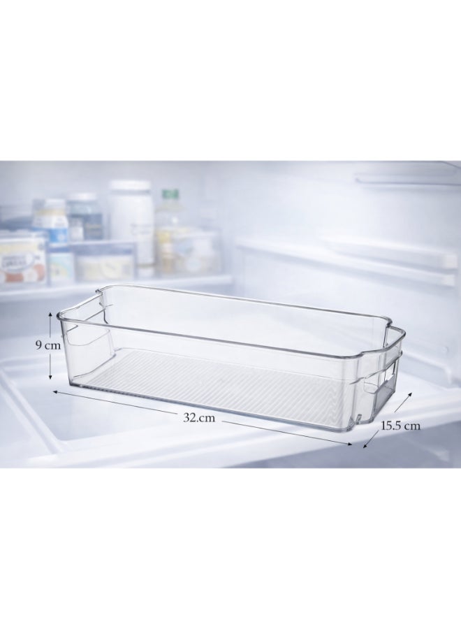 Homesmiths Refrigerator Organizer Bins, Small, L 32 x B 15.5 x H 9 cm | BPA-Free Clear Fridge Storage Containers with Handles | Stackable Kitchen Storage Baskets for Pantry, Freezer & Cabinet Organization - Image 2