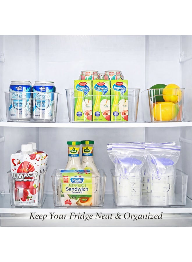 Homesmiths Refrigerator Organizer Bins, Small, L 32 x B 15.5 x H 9 cm | BPA-Free Clear Fridge Storage Containers with Handles | Stackable Kitchen Storage Baskets for Pantry, Freezer & Cabinet Organization - Image 3