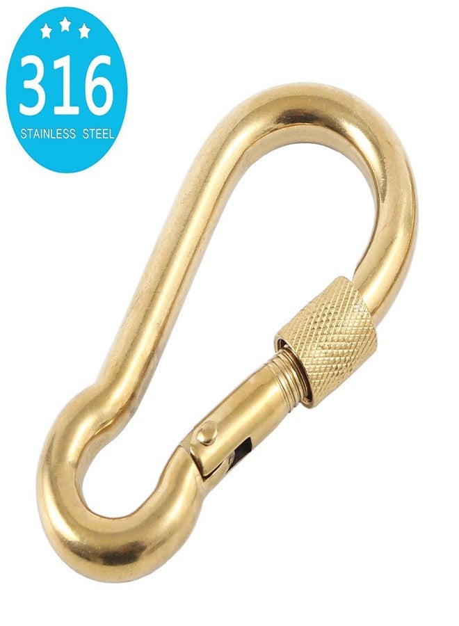 PROND Locking Carabiners, Heavy Duty Carabiner, 316 Stainless Steel Screw Lock Carabiner Hooks (Gold - 2PCS) (Gold - 2PCS) - Image 4