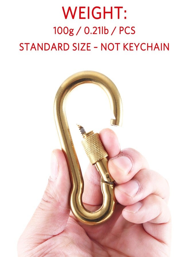 PROND Locking Carabiners, Heavy Duty Carabiner, 316 Stainless Steel Screw Lock Carabiner Hooks (Gold - 2PCS) (Gold - 2PCS) - Image 3