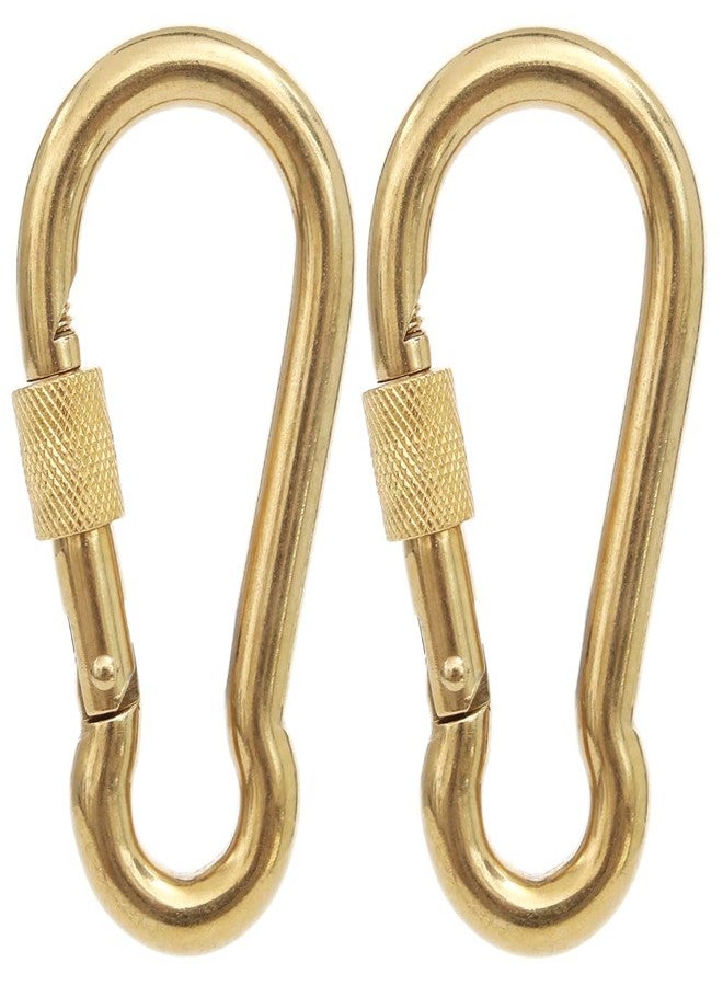 PROND Locking Carabiners, Heavy Duty Carabiner, 316 Stainless Steel Screw Lock Carabiner Hooks (Gold - 2PCS) (Gold - 2PCS) - Image 1