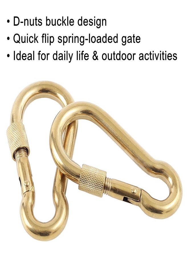 PROND Locking Carabiners, Heavy Duty Carabiner, 316 Stainless Steel Screw Lock Carabiner Hooks (Gold - 2PCS) (Gold - 2PCS) - Image 5