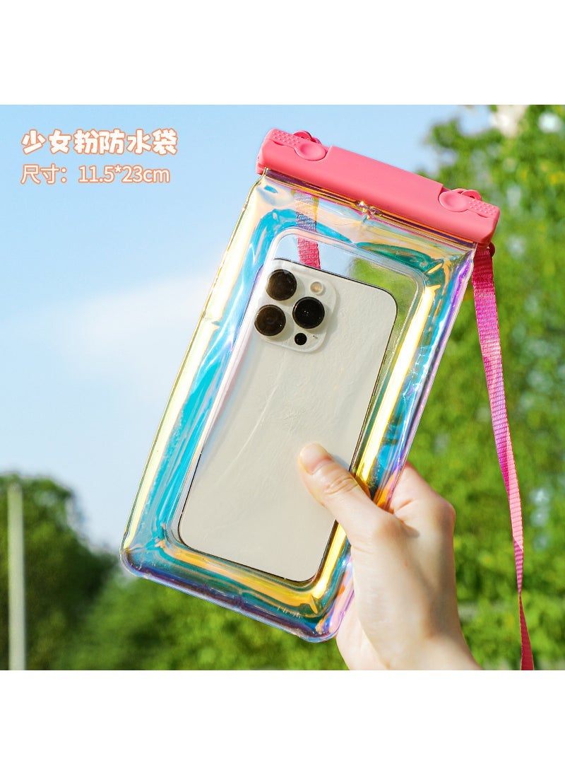 Generic Mobile phone waterproof bag touch screen swimming special water park artifact drifting equipment storage bag professional mobile phone case Girl Pink
