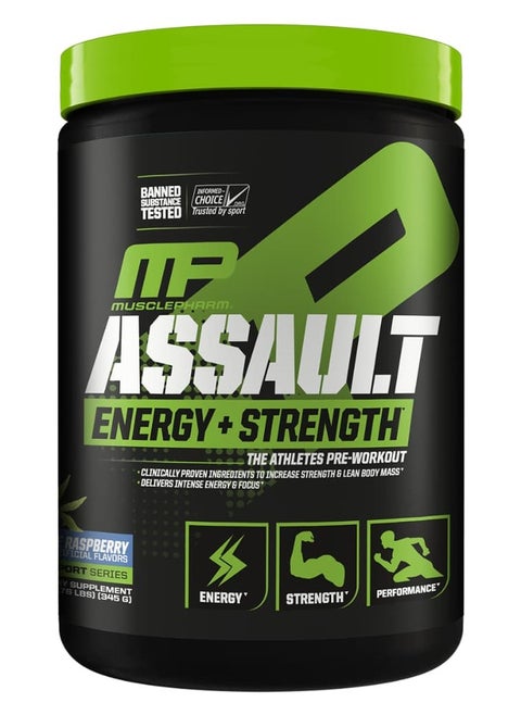 MusclePharm Assault Energy Strength 345g Blue Raspberry 30 Serving