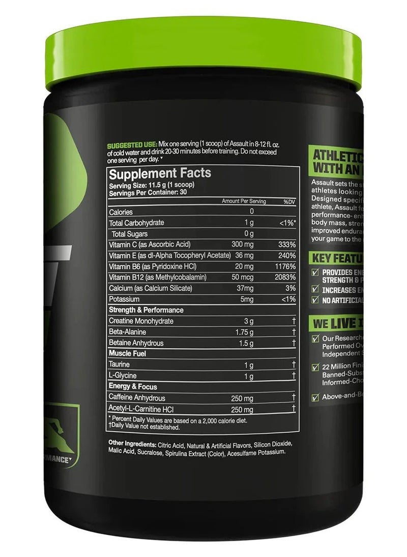 MusclePharm Assault Energy Strength 345g Blue Raspberry 30 Serving