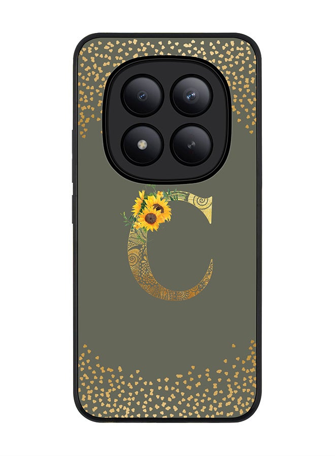 For Xiaomi Redmi Note 15 Pro+ / Poco M8 Pro Case,Slim fit Camera Protection, Shockproof Thin Phone cover  - Custom Floral Monogram - C  (Olive Green )