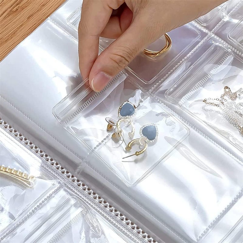 Transparent Jewelry Storage Holder Book, Portable Travel Jewelry Organizer Storage Book Bag, Anti Oxidation Jewelry Storage Albumfor Earrings, Rings, Necklaces and Bracelet (160 Grids + 50 PVC Bags) - Image 3