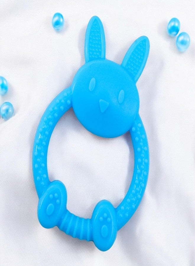 MamaLaps Soft Silicone Baby Teether, Silicone BPA Free Teethers for Newborn Infant, Teething Toy for Babies with Textured Surface for Soothing Gums (Pack of 1, Rabbit-Blue) - Image 1