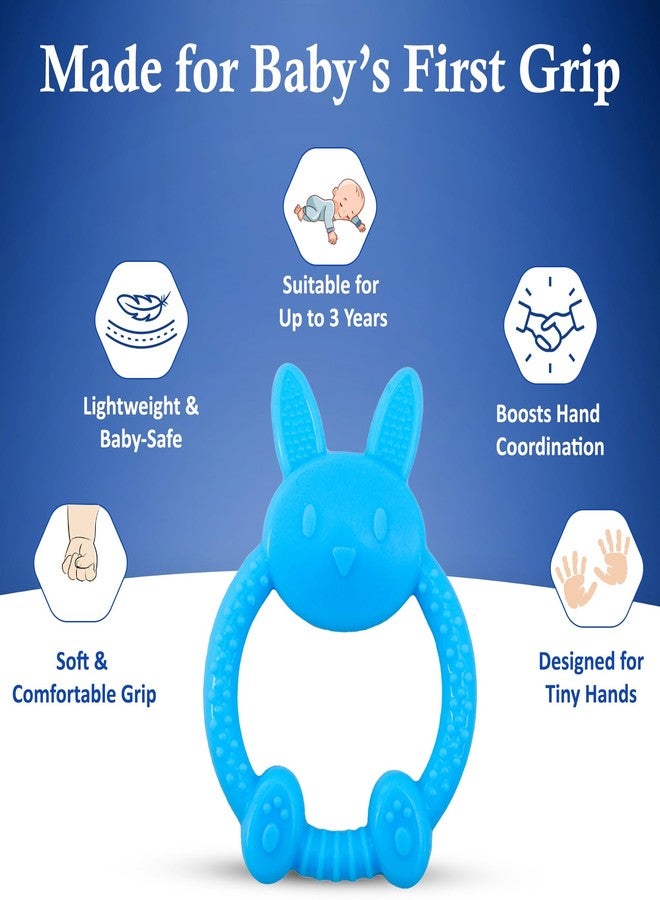 MamaLaps Soft Silicone Baby Teether, Silicone BPA Free Teethers for Newborn Infant, Teething Toy for Babies with Textured Surface for Soothing Gums (Pack of 1, Rabbit-Blue) - Image 4