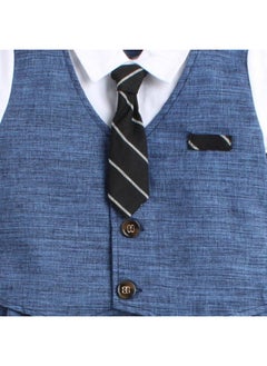 Hopscotch Hopscotch Boys Solid Applique Tie Romper In Blue Color for Ages 3-6 Months  - Image 3