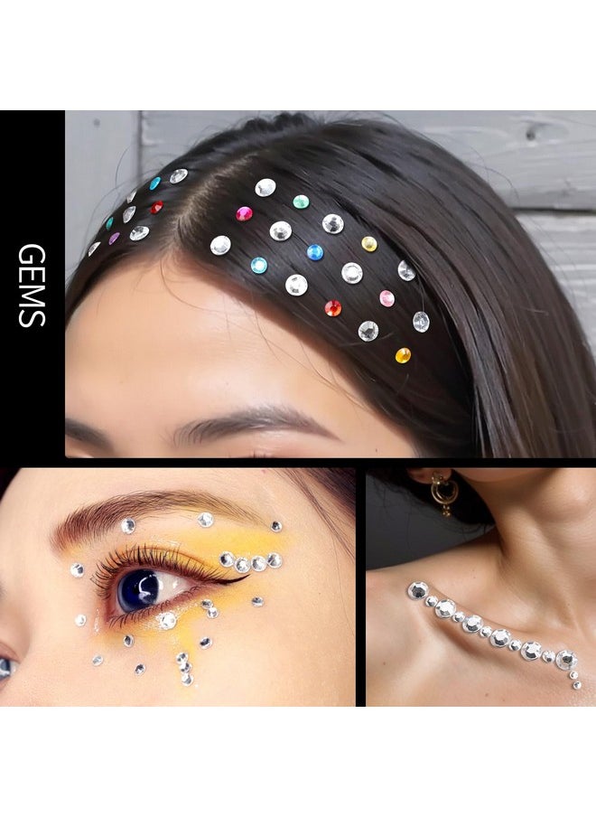 FANDAMEI FANDAMEI 2672 PCS Face Gems, Self Adhesive Hair Gems Face Rhinestones Stickers, Face Jewels for Women, 3/4/5/6/8/10 mm Eye Gems Stickers, Hair Pearl Stickers, Rhinestones for Makeup, Face, Hair, Nail  - Image 3