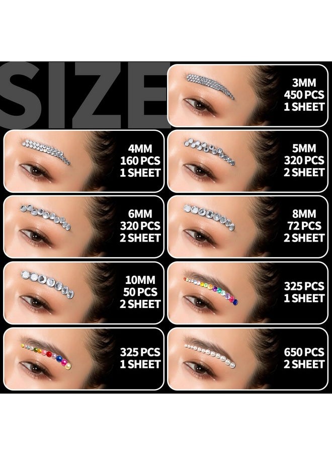FANDAMEI FANDAMEI 2672 PCS Face Gems, Self Adhesive Hair Gems Face Rhinestones Stickers, Face Jewels for Women, 3/4/5/6/8/10 mm Eye Gems Stickers, Hair Pearl Stickers, Rhinestones for Makeup, Face, Hair, Nail  - Image 2