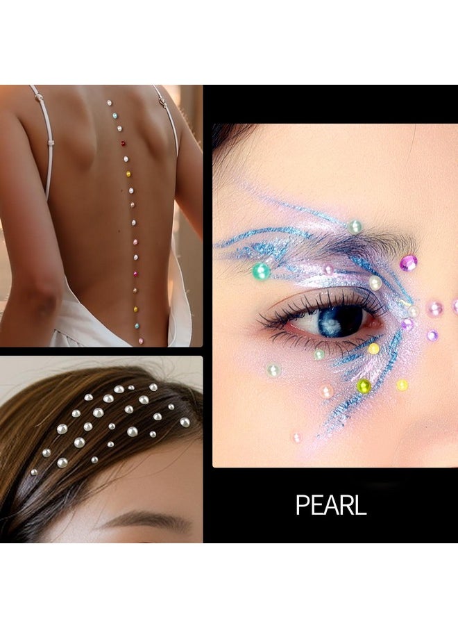FANDAMEI FANDAMEI 2672 PCS Face Gems, Self Adhesive Hair Gems Face Rhinestones Stickers, Face Jewels for Women, 3/4/5/6/8/10 mm Eye Gems Stickers, Hair Pearl Stickers, Rhinestones for Makeup, Face, Hair, Nail  - Image 4