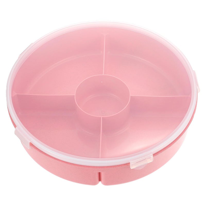 Pink Plastic 5 Compartment Food Storage Container With Lid For Snacks Dried Fruit And Candy - Image 2