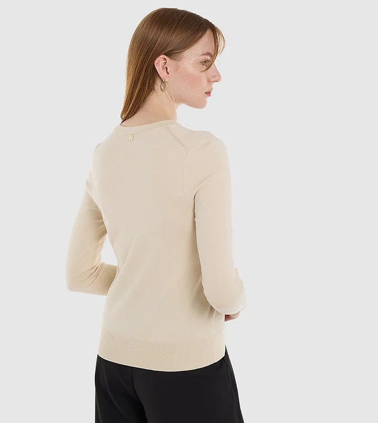 بي سي بي جي BCBG Basic Round Neck Flat Knit Sweater