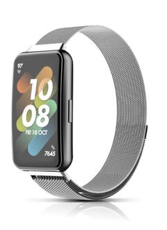 ووتش سوار متوافق مع Huawei Watch Fit 2 ، حزام بديل مغناطيسي من الفولاذ المقاوم للصدأ منسوج بالمعدن ، حزام ساعة كلاسيكي قابل للتعديل لساعة Huawei Watch Fit 2 فضى  - Image 2
