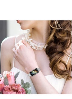 ووتش سوار متوافق مع Huawei Watch Fit 2 ، حزام بديل مغناطيسي من الفولاذ المقاوم للصدأ منسوج بالمعدن ، حزام ساعة كلاسيكي قابل للتعديل لساعة Huawei Watch Fit 2 فضى  - Image 4
