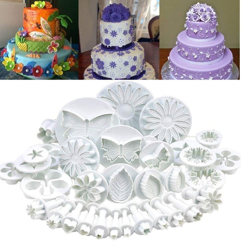 SYGA 33 Pieces Flower Fondant Cake Sugarcraft Decorating Kit Cookie Mould with 14 Fondant Sticks - Image 3