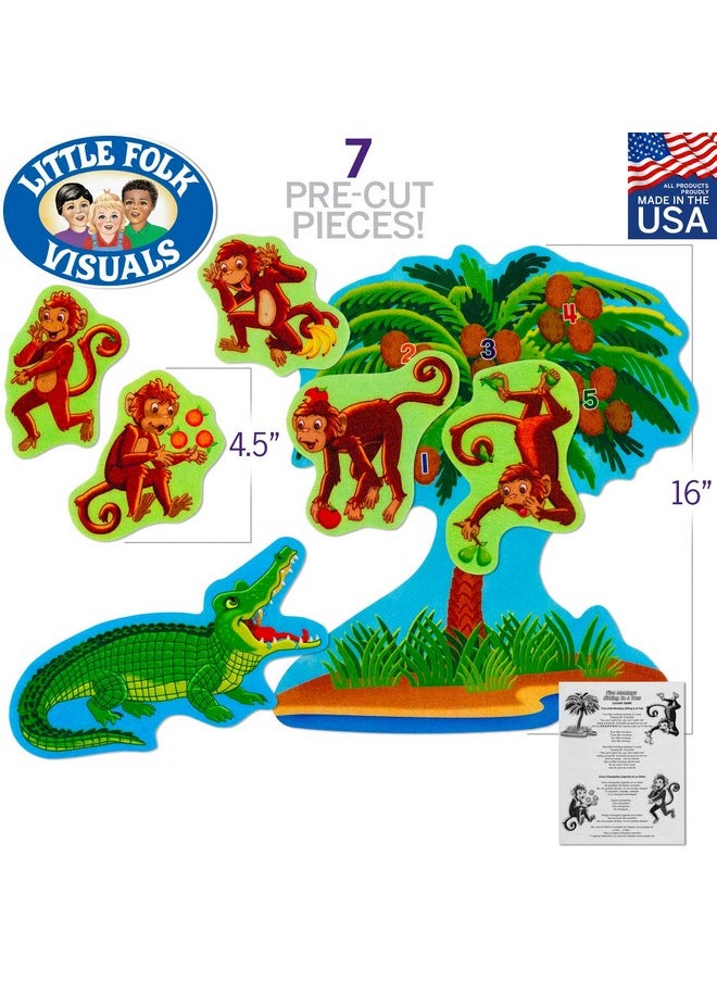 ليتل فوك فيجوالز مجموعة شخصيات Little Folk Visuals Five Monkeys Sitting in a Tree من الفلانيل/اللباد، مكونة من 7 قطع  - Image 2