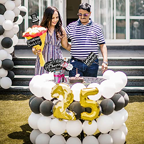 Wobbox 25th Anniversary Photo Booth Party Props DIY Kit, Red Gliter & Black, Anniversary Party Decoration - Image 5