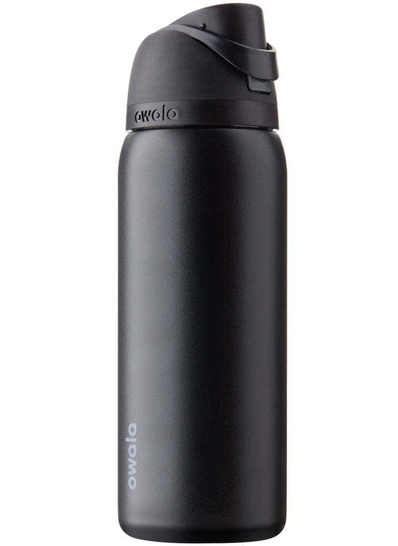 Owala Owala FreeSip Insulated Stainless Steel Water Bottle with Straw, BPA-Free Sports Water Bottle, Great for Travel, 32 Oz, Very, Very Dark  - Image 1