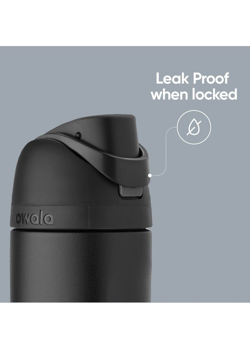 Owala Owala FreeSip Insulated Stainless Steel Water Bottle with Straw, BPA-Free Sports Water Bottle, Great for Travel, 32 Oz, Very, Very Dark  - Image 2