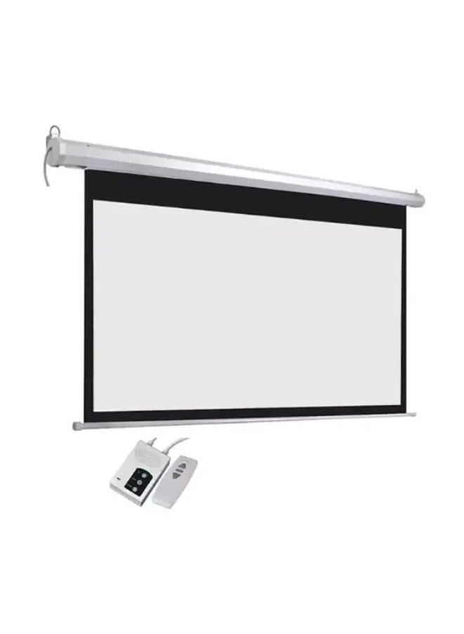 Windon Electric Motorized Projector Screen with Wired & Wireless Remote Control, 180 × 180 cm, Matte White Surface, Wall & Ceiling Mountable, Metal Housing, White - Image 1