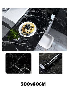 ZCM-HAPPY Marble Pattern Self-Adhesive Waterproof and Oil-Proof Wall Sticker Wallpaper Suitable for Kitchen Bathroom 500x60cm  - Image 1