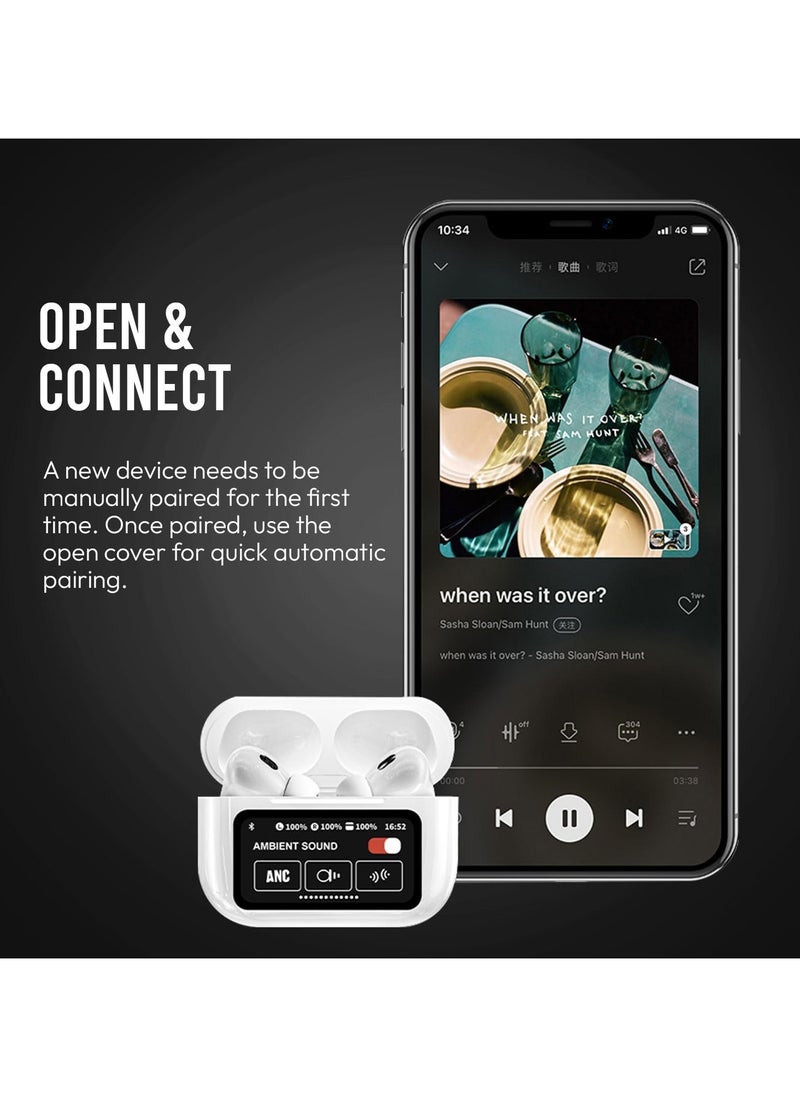 A9 PRO شاشة تعمل باللمس Anc سماعة أذن لاسلكية Tws إلغاء الضوضاء سماعة أذن بلوتوث 5.4 HiFi جودة سماعة رأس