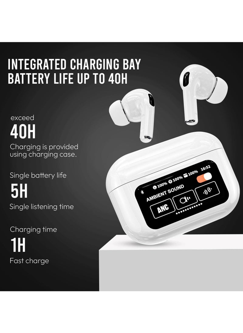 A9 PRO شاشة تعمل باللمس Anc سماعة أذن لاسلكية Tws إلغاء الضوضاء سماعة أذن بلوتوث 5.4 HiFi جودة سماعة رأس