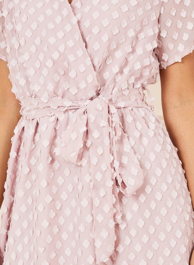 Styli Textured Wrap Midi Dress - Image 3