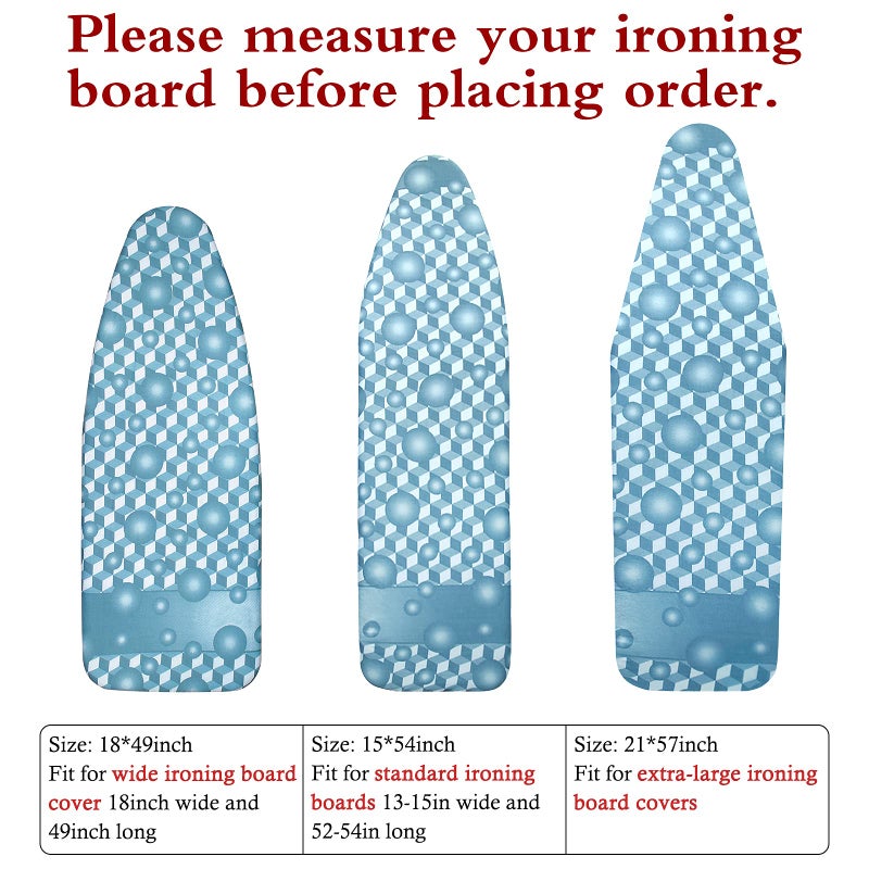 Dalykate Extra-Wide Ironing Board Cover And Pad Replacement With Scorch And Stain Resistant Thick Padding And Elasticized Edge 18"" X 49"" Ironing Board Covers 4 Fasteners And 1 Protective Scorch Mesh Cloth - Image 2