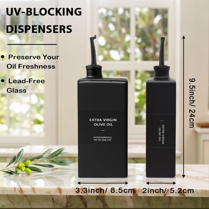 Gelury Black Glass Olive Oil Dispenser Bottle for Kitchen, UV-Blocking Oil and Vinegar Dispenser Set, Soy Sauce Dispenser, Coffee Syrup Bottles, Modern Kitchen Decor (Black, 16.9oz, 4pcs) - Image 5