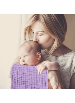 Looxii Looxii Muslin Burp Cloths 100% Cotton Muslin Cloths Large 20''x10'' Extra Soft and Absorbent 6 Pack Baby Burping Cloth for Boys and Girls (Purple)  - Image 3