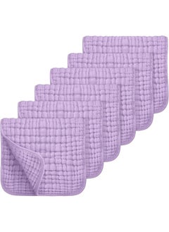 Looxii Looxii Muslin Burp Cloths 100% Cotton Muslin Cloths Large 20''x10'' Extra Soft and Absorbent 6 Pack Baby Burping Cloth for Boys and Girls (Purple)  - Image 1