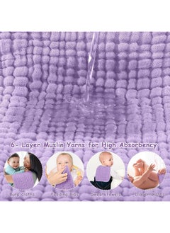 Looxii Looxii Muslin Burp Cloths 100% Cotton Muslin Cloths Large 20''x10'' Extra Soft and Absorbent 6 Pack Baby Burping Cloth for Boys and Girls (Purple)  - Image 4