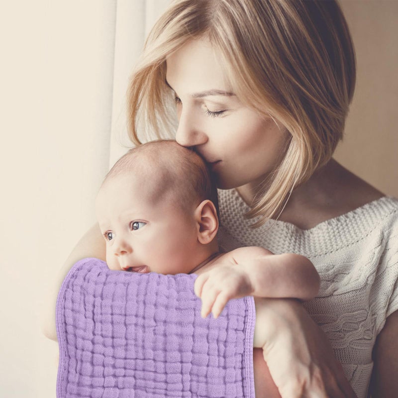 Looxii Muslin Burp Cloths 100% Cotton Muslin Cloths Large 20''x10'' Extra Soft and Absorbent 6 Pack Baby Burping Cloth for Boys and Girls (Purple) - Image 3